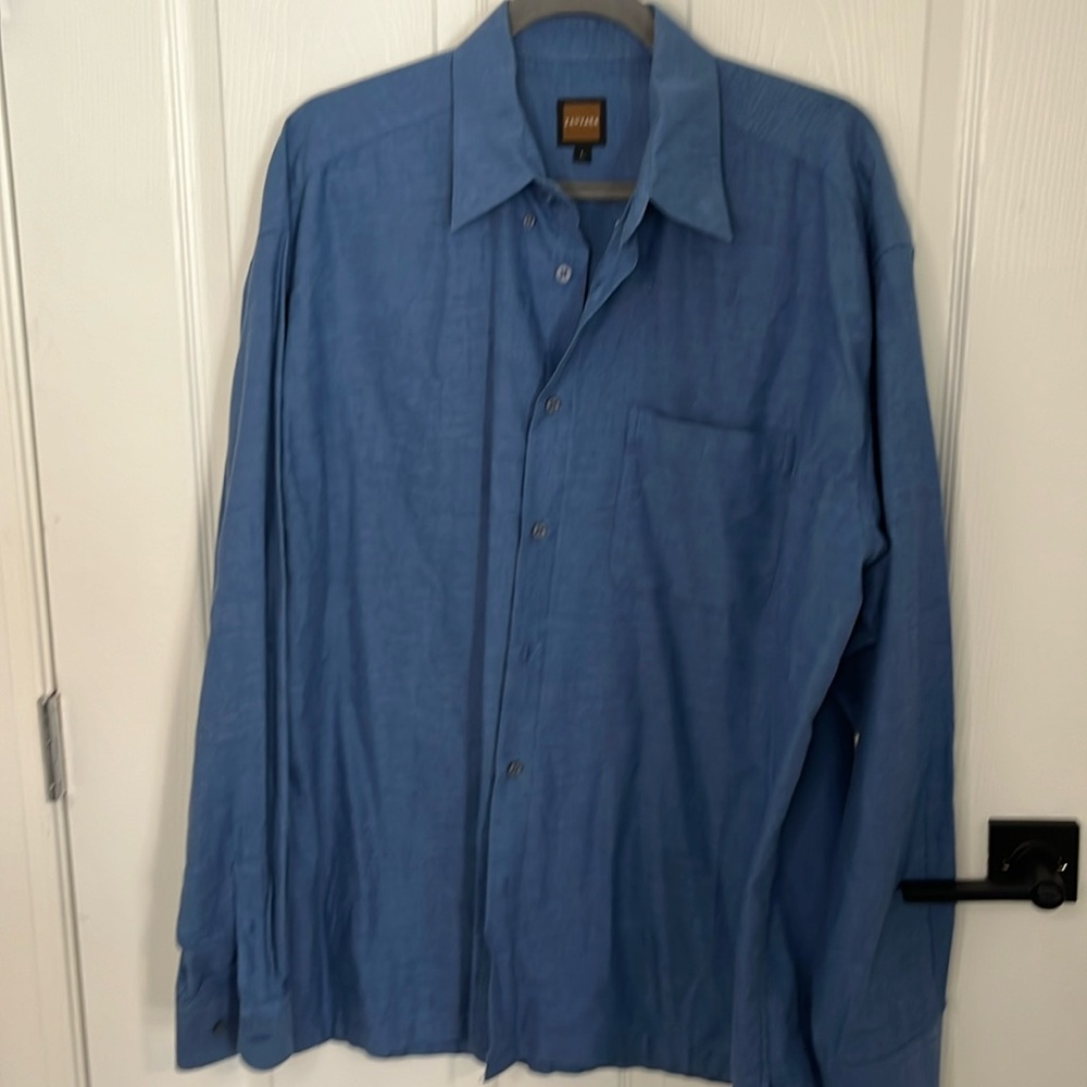 Men’s ZanZara button down long sleeve shirt blue size L